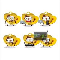 Yellow love open gift box Programmer cute cartoon character vector