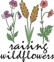 raising wildflowers Vintage Flowers Sublimation vector