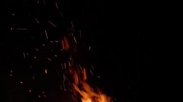 Smouldering coals in a fireplace. Slow motion video