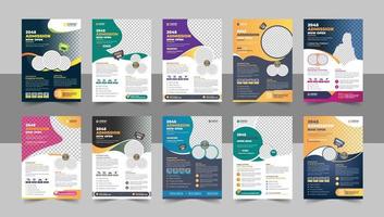 Kids back to school education admission flyer poster template bundle, Online school kids education admission flyer poster layout , book cover, leaflet, poster, brochure, template bundle vector