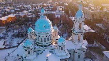 Aerial view of the Trinity Orthodox Cathedral. Sumy, Ukraine video