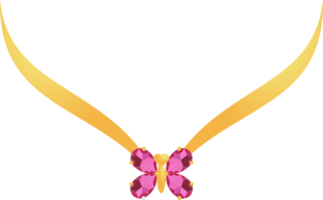 Gold  necklace  with pink gemstone butterfly shape png