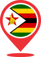 Zimbabwe flag pin map location PNG