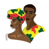 Black African and African American men and women portrait for Juneteenth Independence Day concept.Freedom or Emancipation day Freeish Design of Banner,poster.Black Lives Matter Vector Illustration