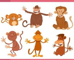 funny cartoon monkeys animal characters set vector