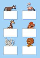 animal characters with cards or banners design set vector