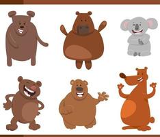 funny cartoon bears wild animal characters set vector