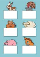 animal caracteres con tarjetas o pancartas diseño colección vector