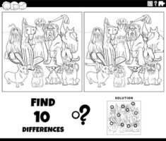 differences game with purebred dogs coloring page vector