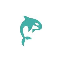 colored whale logo on white background vector