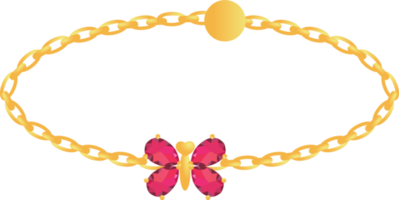 papillon or bracelet avec rouge gemme png