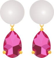 Pearl with Pink gemstone earring PNG