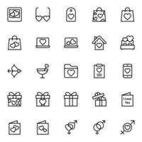 Outline icons for Love and valentine. vector