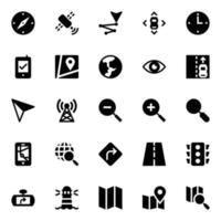 Glyph icons for Map and navigation. vector