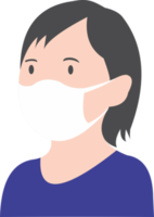 Kid wear white mask PNG