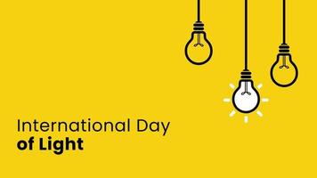 Digital vector illustration of a yellow poster with lightbulbs for international day of light