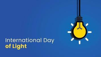 Digital vector illustration of a blue poster with a light bulb for international day of light