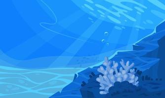 Underwater seabed, blue marine scenery, vector seascape illustration