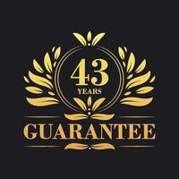 43 Years Guarantee Logo vector,  43 Years Guarantee sign symbol vector