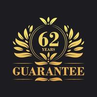 62 Years Guarantee Logo vector,  62 Years Guarantee sign symbol vector