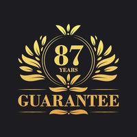 87 Years Guarantee Logo vector,  87 Years Guarantee sign symbol vector
