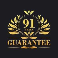 91 Years Guarantee Logo vector,  91 Years Guarantee sign symbol vector