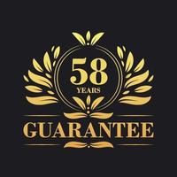 58 Years Guarantee Logo vector,  58 Years Guarantee sign symbol vector