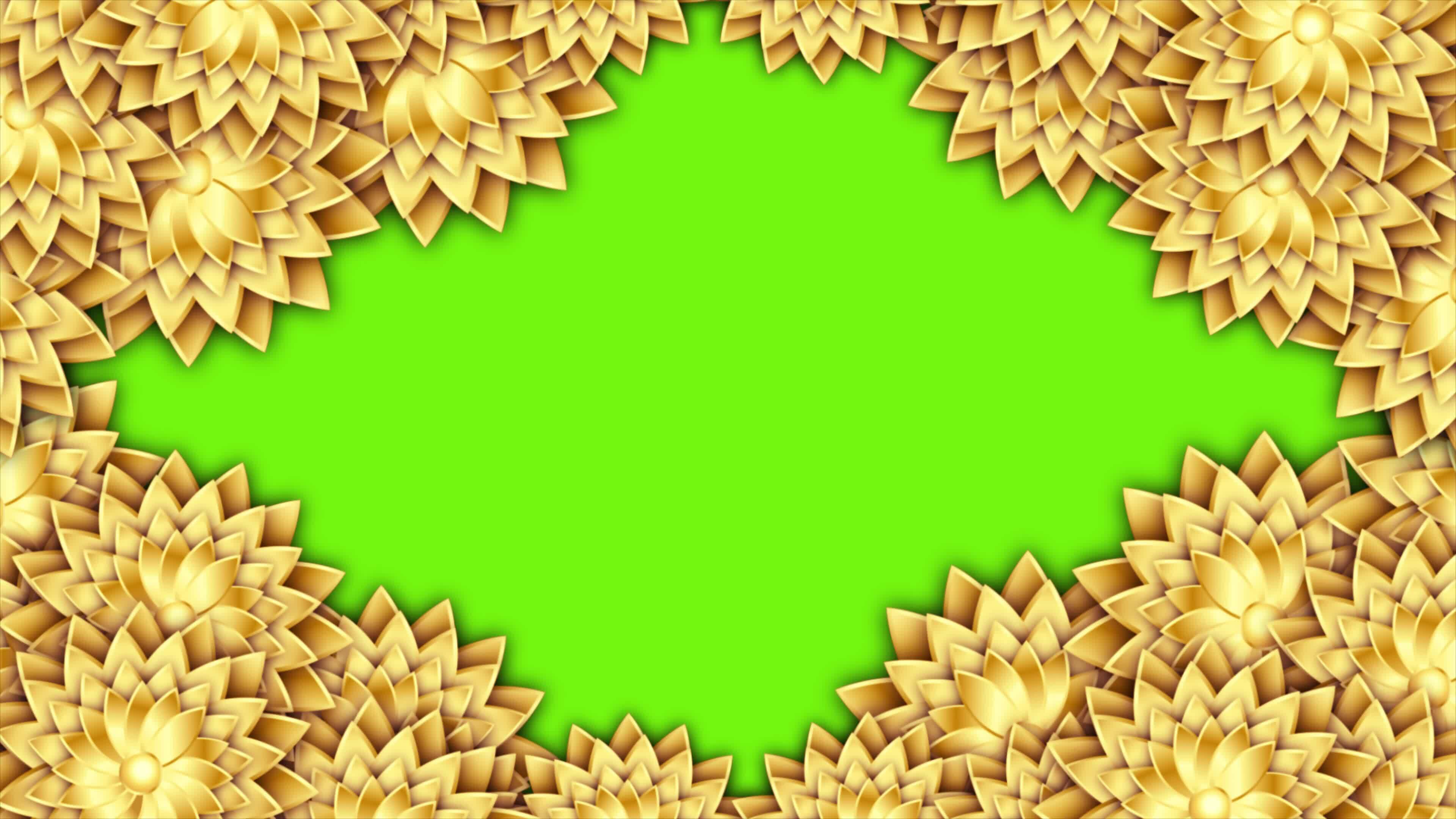 Green Screen Golden Shining Flower Animation Luxurious Golden 3d Green Screen Golden Shining Flower Animation Luxurious Golden 3d