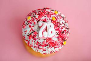 Easter Cakes - Traditional Kulich on a pink background. Paska Easter Bread in Russian letters XB photo