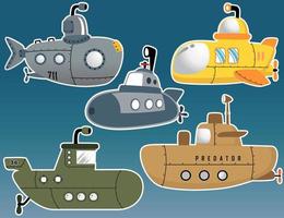 vector set of different submarine cartoon