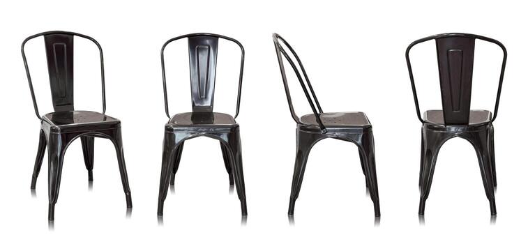 conjunto de negro metal silla aislado en blanco antecedentes foto