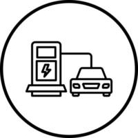 Electric Car Station Vector Icon Style