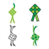 ketupat o arroz bola de masa hervida icono vector