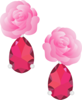 Red gemstone with rose earring PNG