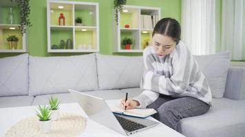 Cold asian young woman trembling, Pneumonia Young woman. Young asian woman with cold and shivering sick pneumonia at home. video