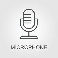 Record Microphone vector icon. The symbol microphone for web site. Illustration retro microphone for mobile apps. Pictogram Microphone. Minimalist icon. Sound concept icon