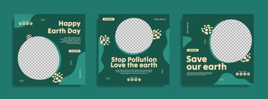 World earth Day social media post template design vector