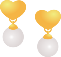 Gold earring heart and pearl PNG
