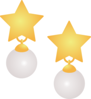 Gold earring star and pearl PNG