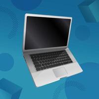 3d Silver Laptop Mockup Design vector