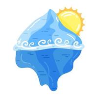 Icons. Ecology. Iceberg. Sun. Global warming. Icon in modern style. Flat style. vector