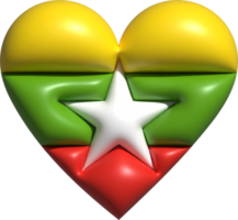 myanmar drapeau cœur 3d. png