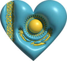 Cazaquistão bandeira coração 3d. png