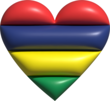 mauritius flagga hjärta 3d. png