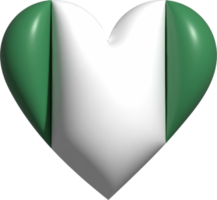 Nigéria bandeira coração 3d. png
