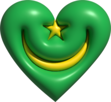 Mauritânia bandeira coração 3d. png