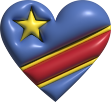 république de le Congo drapeau cœur 3d. png