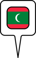 Maldives flag Map pointer icon, square design. png