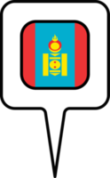 Mongolia bandiera carta geografica pointer icona, piazza design. png