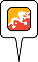 Bhutan flag Map pointer icon, square design. png